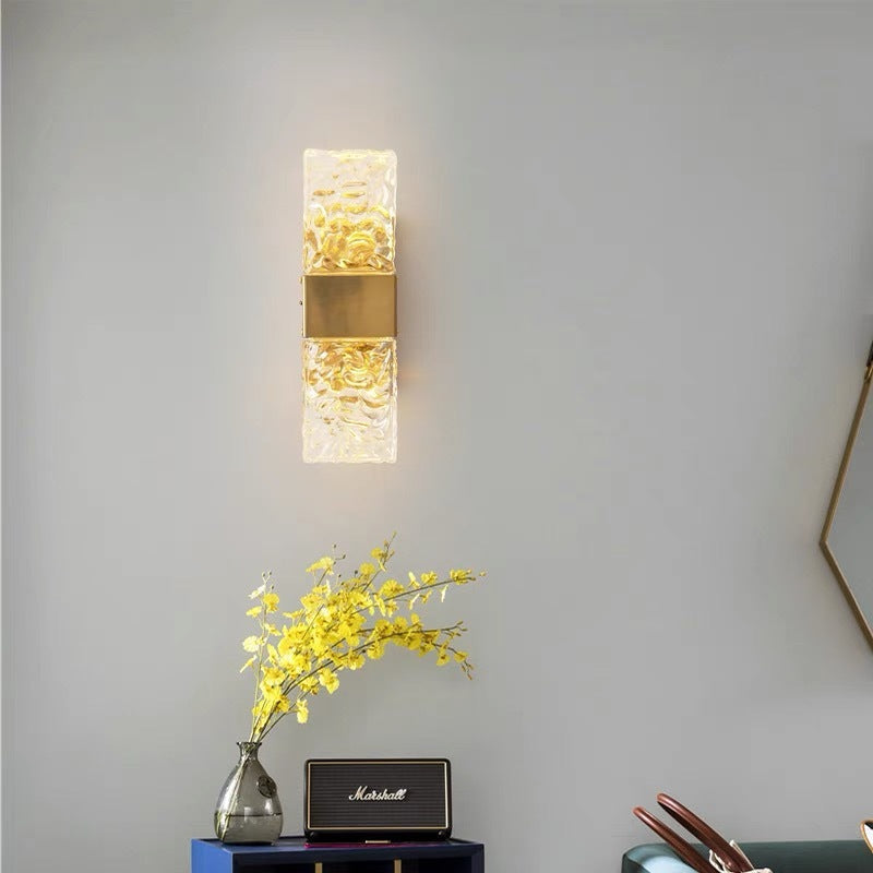 Arisha Lujo Rectangular Metal/Vidrio Aplique de Pared Dorado