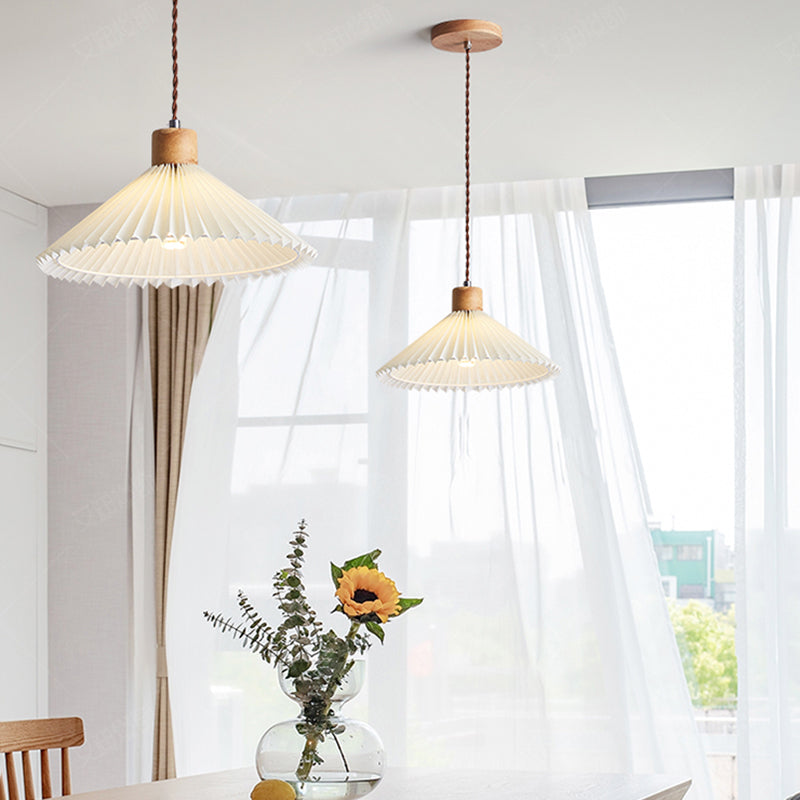 Muto Arte Paraguas Madera/PVC Lámpara Colgante Beige