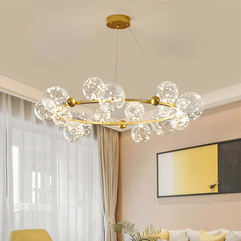 Valentina Círculo Redondo Candelabro/Lámpara Colgante Dorada