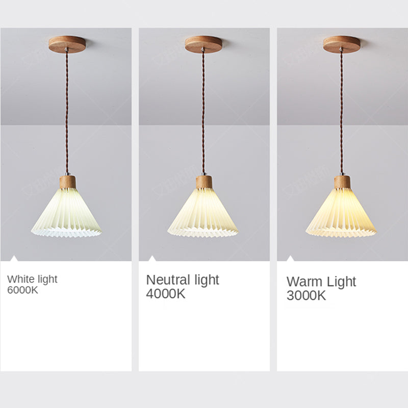 Muto Arte Paraguas Madera/PVC Lámpara Colgante Beige