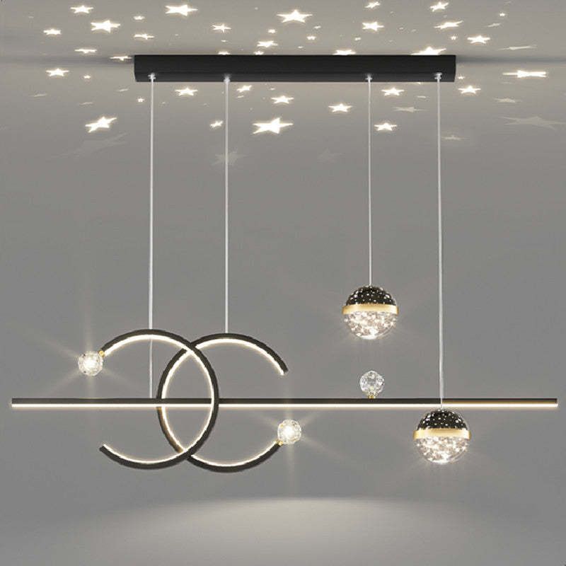 Arisha Lujo Decorativa Geométrica Metal/Cristal Lámpara Colgante Negra/Dorada