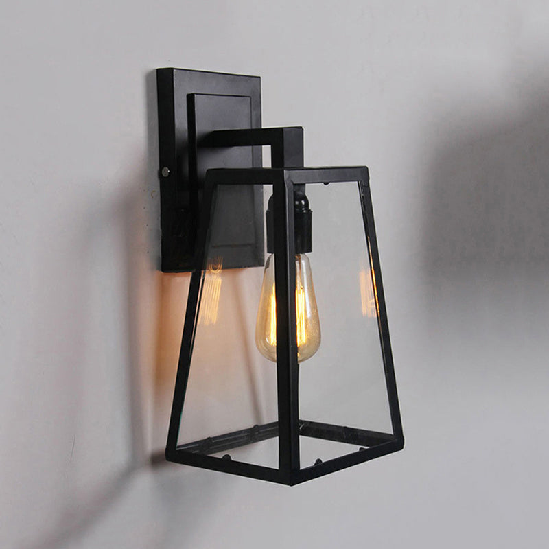 Silva Industrial Rectangular Metal/Vidrio Apliques de Pared Negro