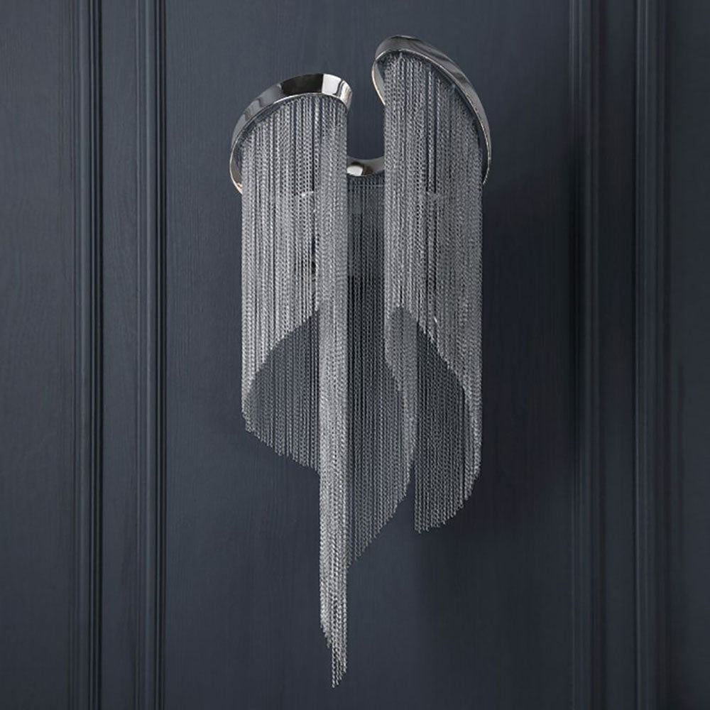 Arisha Metal LED Aplique de Pared Cadena de Borlas Plata