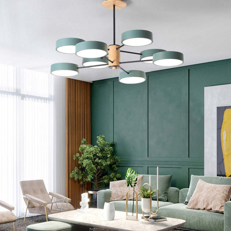 Arisha Minimalista Metal/Madera Lámpara Colgante Blanca/Verde/Gris