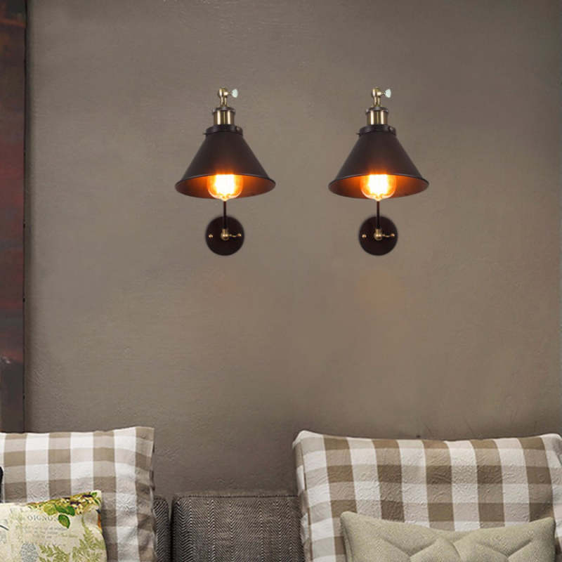 Epoch Vintage Industrial Ajustable Metal Aplique de Pared Negra