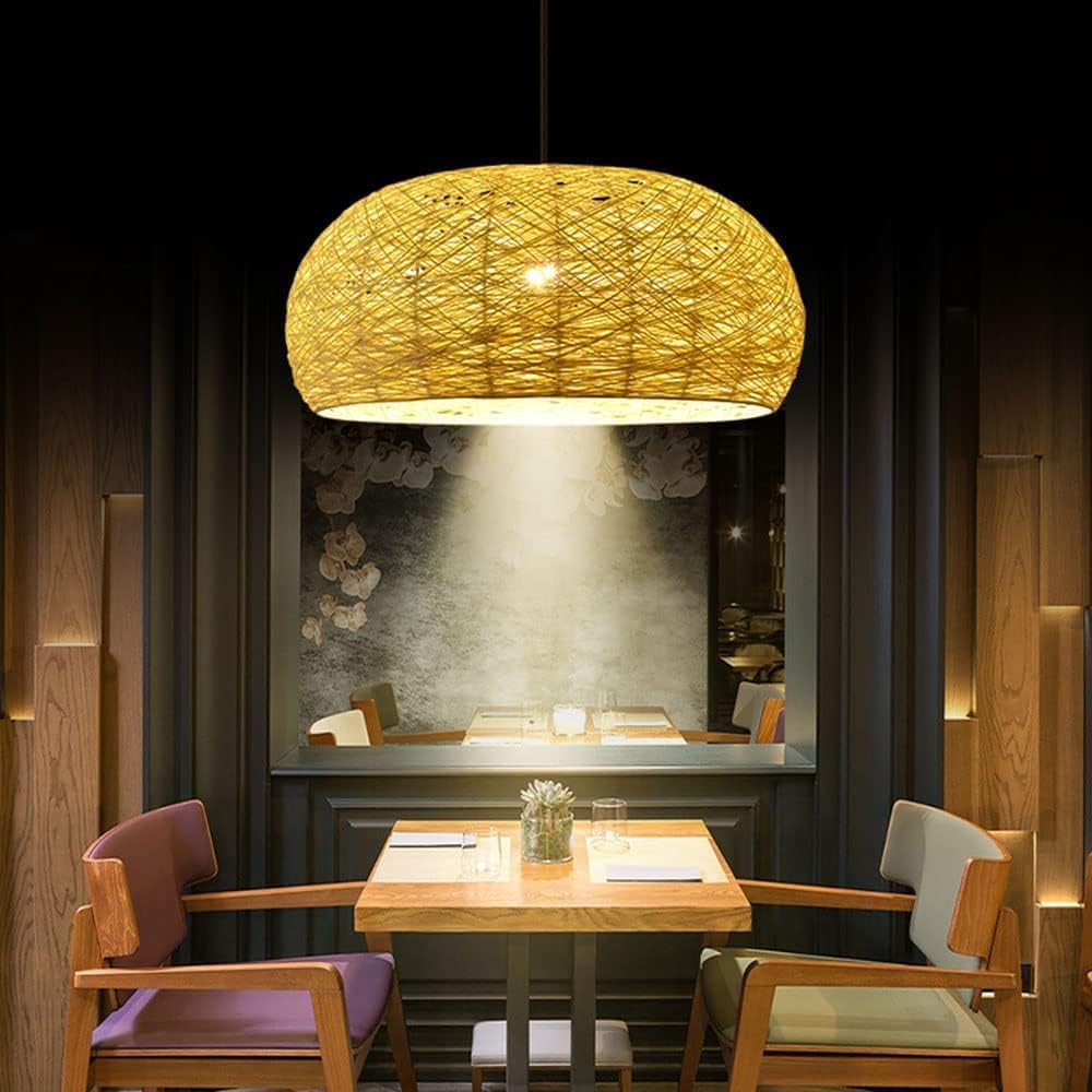 Ritta Diseño Pájaros Nido Metal Ratán LED Lámpara Colgante Comedor