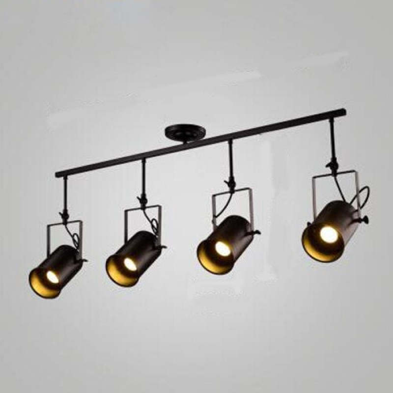 Silva Vintage Industrial Geométrica Foco Metal Lámpara de Techo Negra