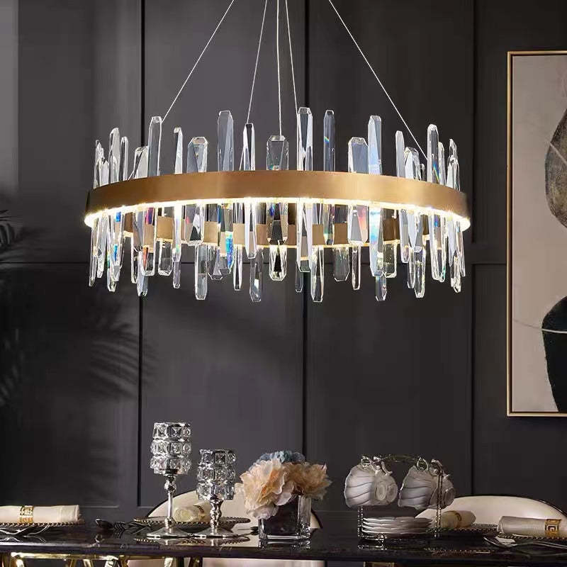 Kristy Moderna Anilla Diseño Cristal Lámpara Colgante Dorada