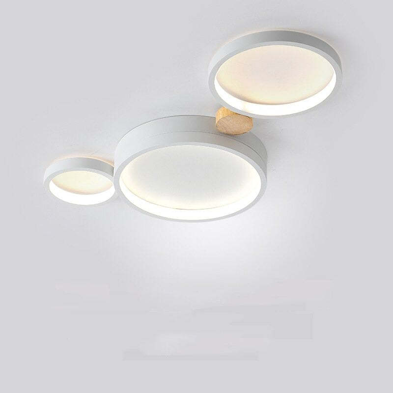 Muto Moderna Nórdica Redonda Metal/Madera Lámpara de Techo Verde/Blanca/Gris