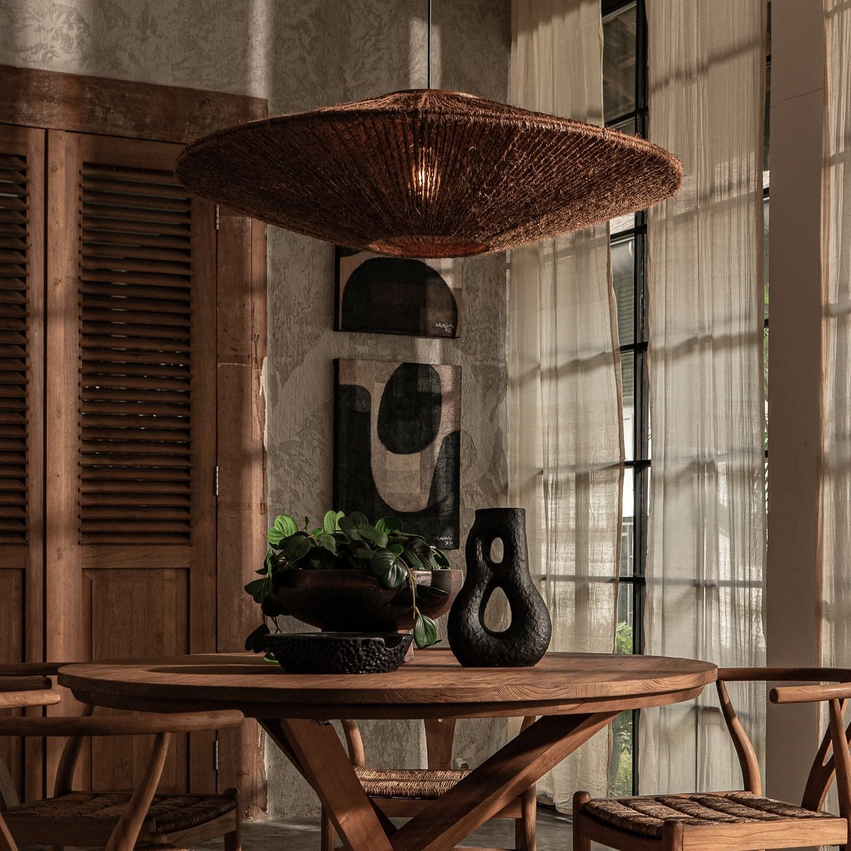 Muto Rústico Lámpara Colgante Rota Dormitorio Salón Comedor