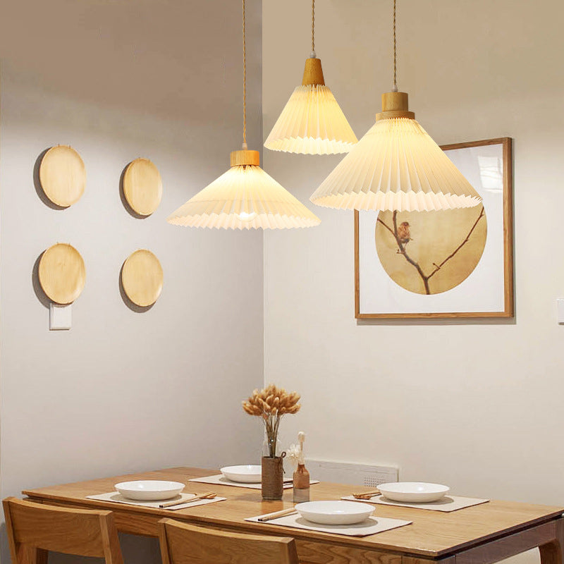Muto Arte Paraguas Madera/PVC Lámpara Colgante Beige