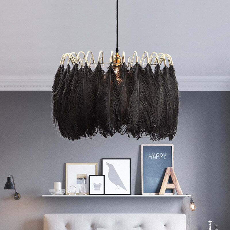 O'Moore Diseño Pluma LED Lámpara Colgante Negra/Blanca