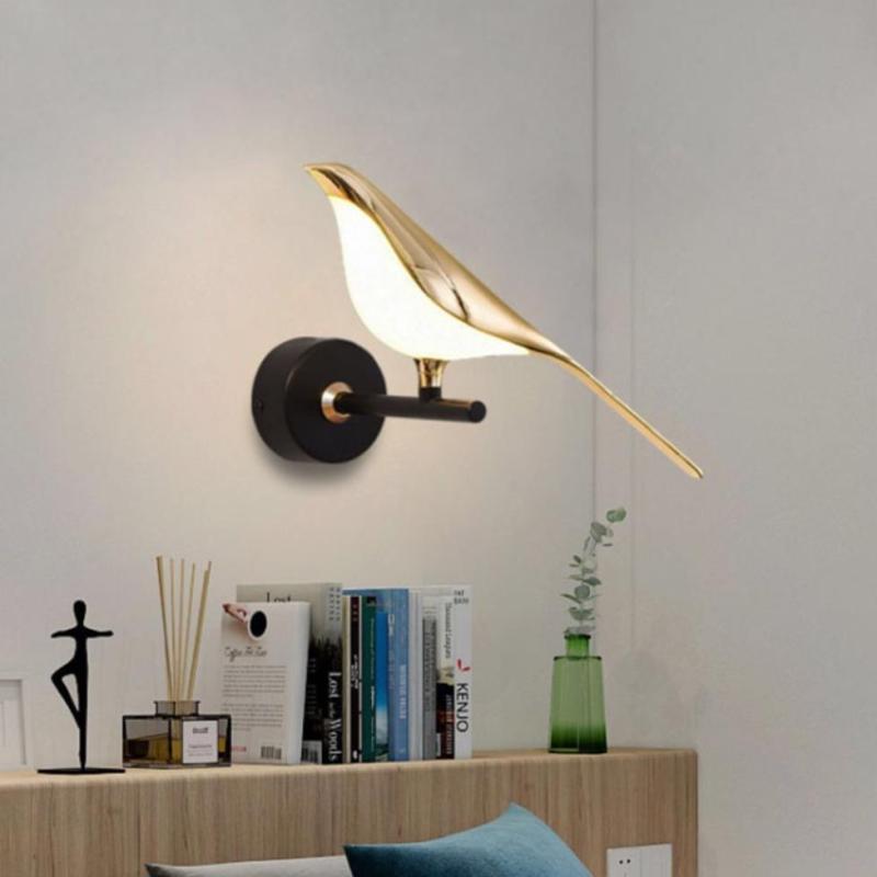 Arisha Decorativo Pájaro Metal/Acrílico LED Aplique de Pared Dorada