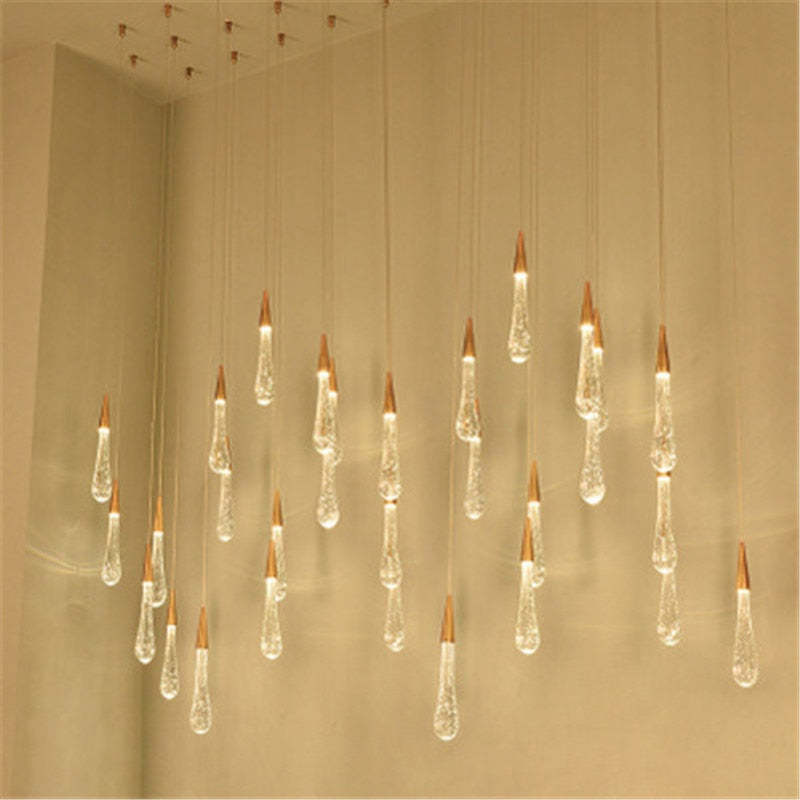 Kristy Moderna Lujo Decorativa Gota de Agua Cristal Lámpara Colgante Dorada