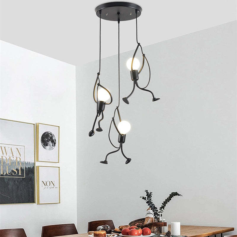 Arisha Vintage Moderna Forja Hombre de Acero Metal Lámpara Colgante Negra