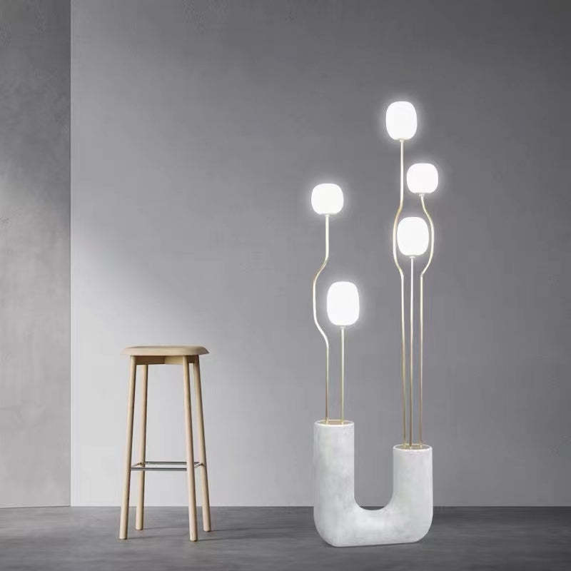 Mira Moderna Diseño Metal/Vidrio Lámpara de Pie Negro/Blanco