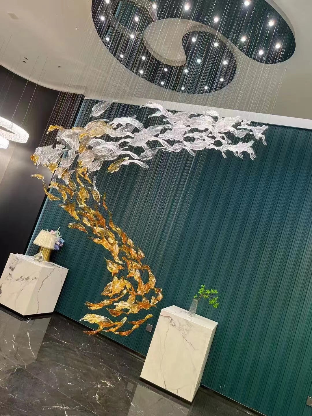 Aetherial Glass Leaf Chandelier - Letslighting