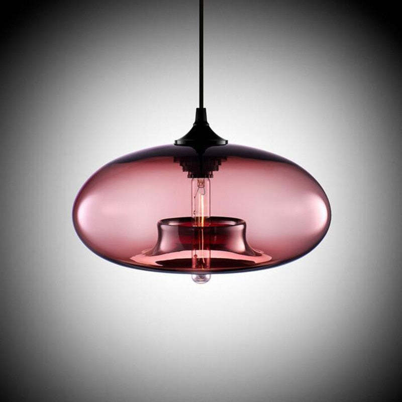 Valentina Moderna Macaron Vidrio LED Lámpara Colgante Negra/Rosa/Azul