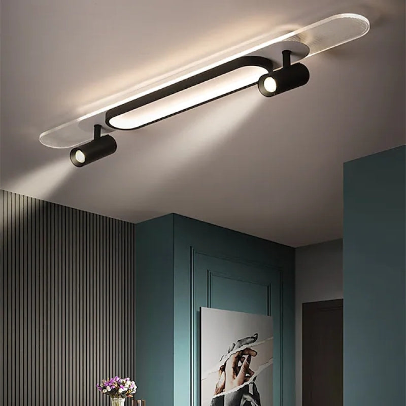 Haney Moderna Rectangular Metal LED Lámpara de Techo Blanca