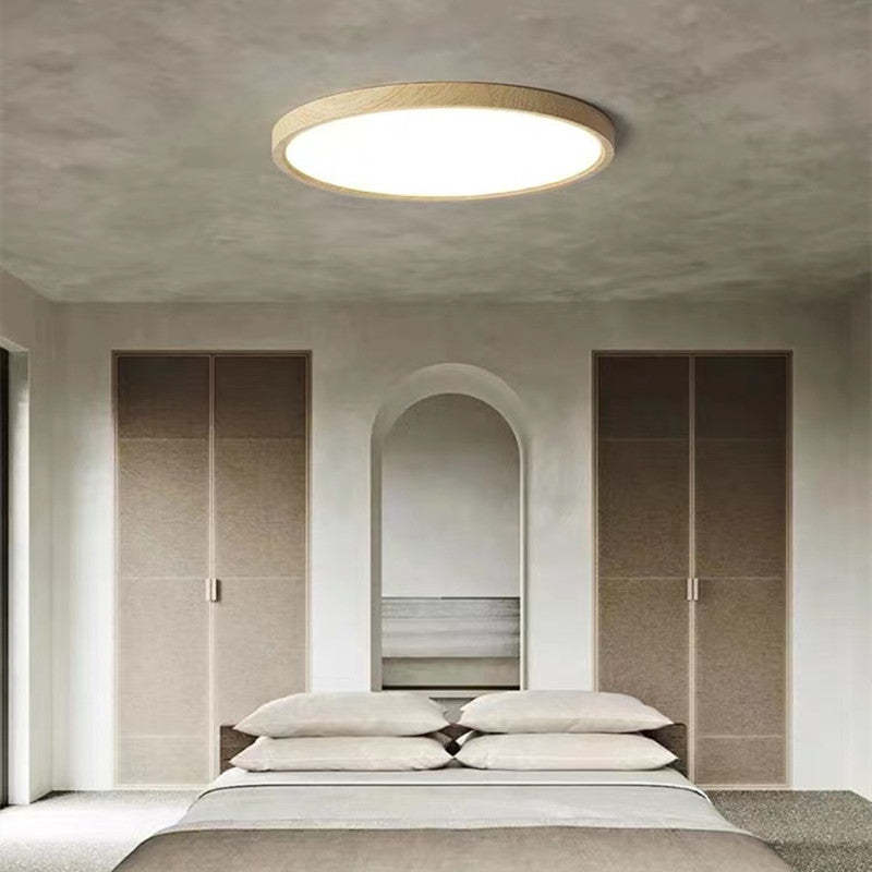 Muto Moderna Redonda LED Acrílico Lámpara de Techo Madera