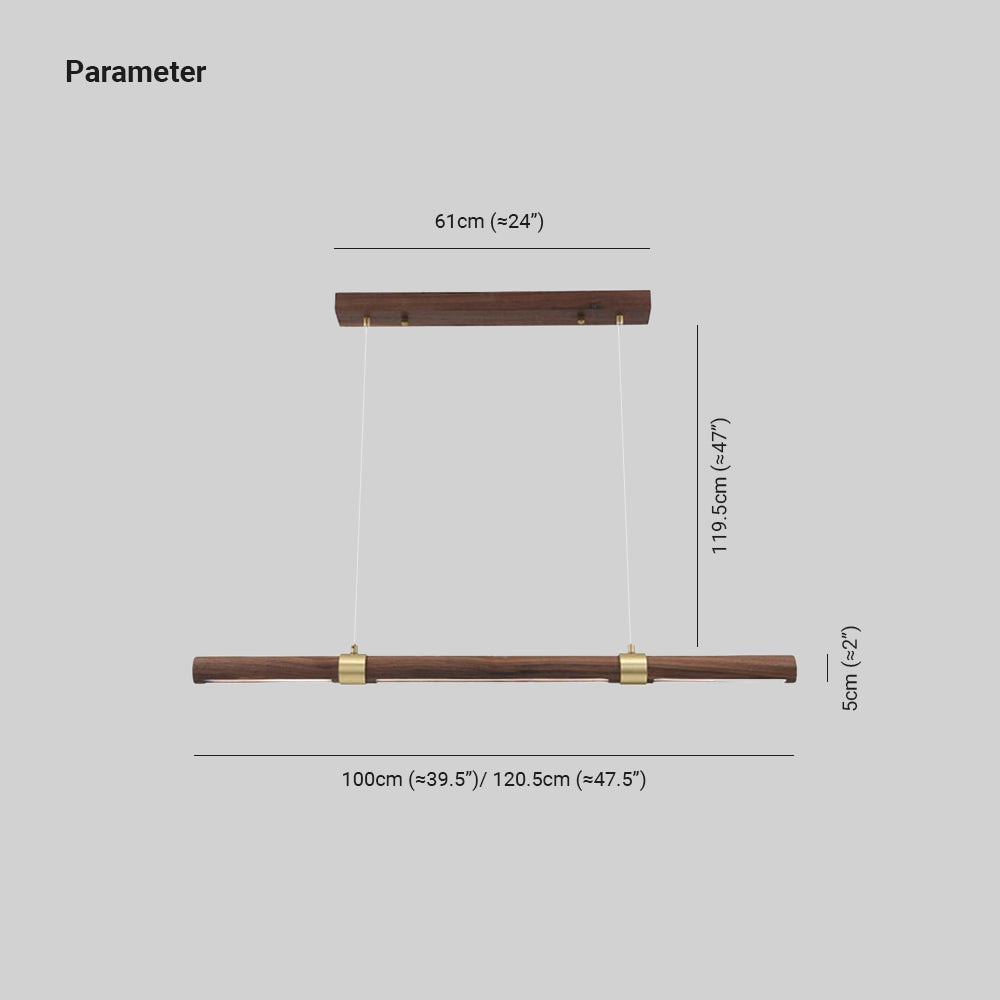 Arisha Moderna Minimalista Lineal Metal/Madera Lámpara Colgante Marrón