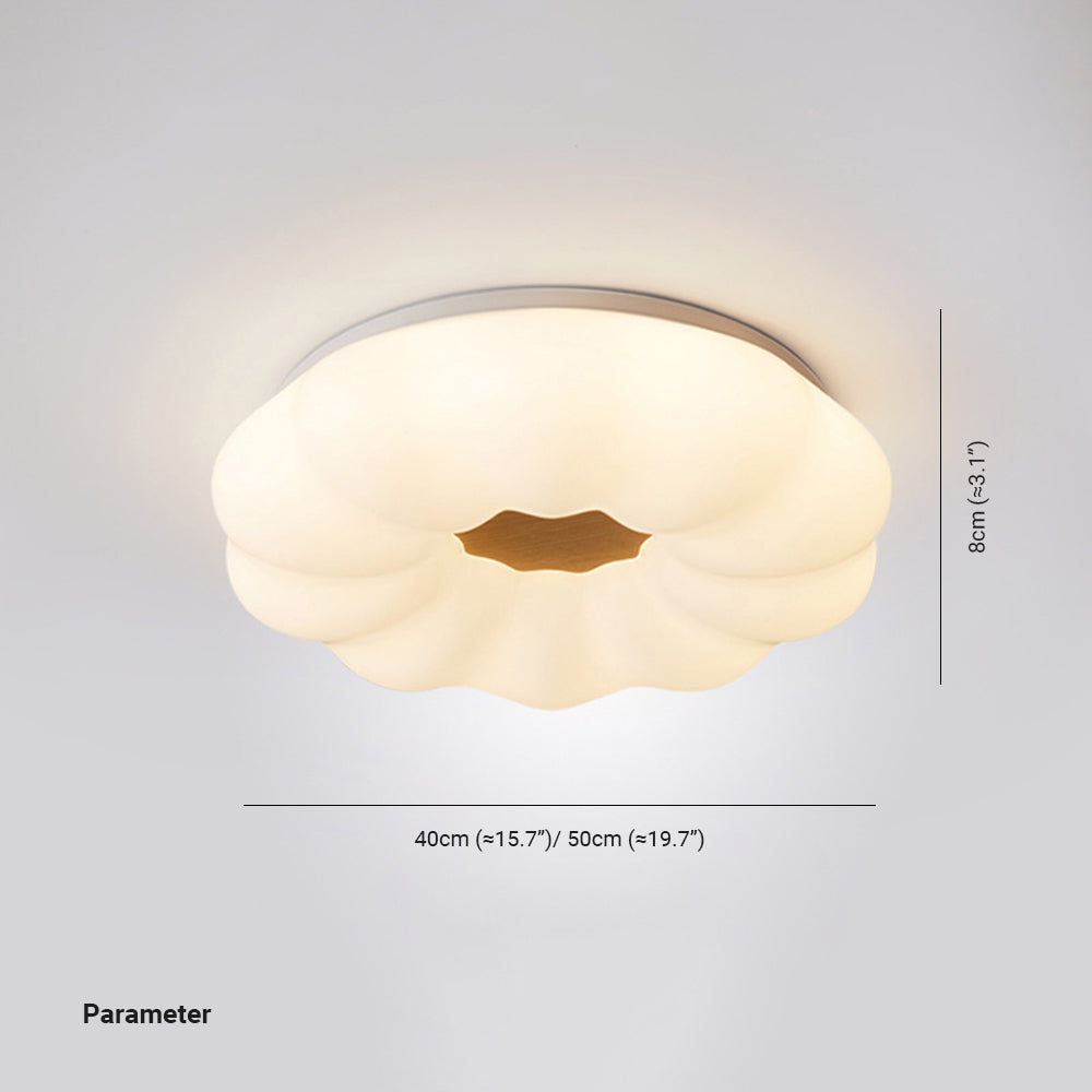 Muto Moderna Flor Acrílico/Madera Lámpara de Techo Blanca