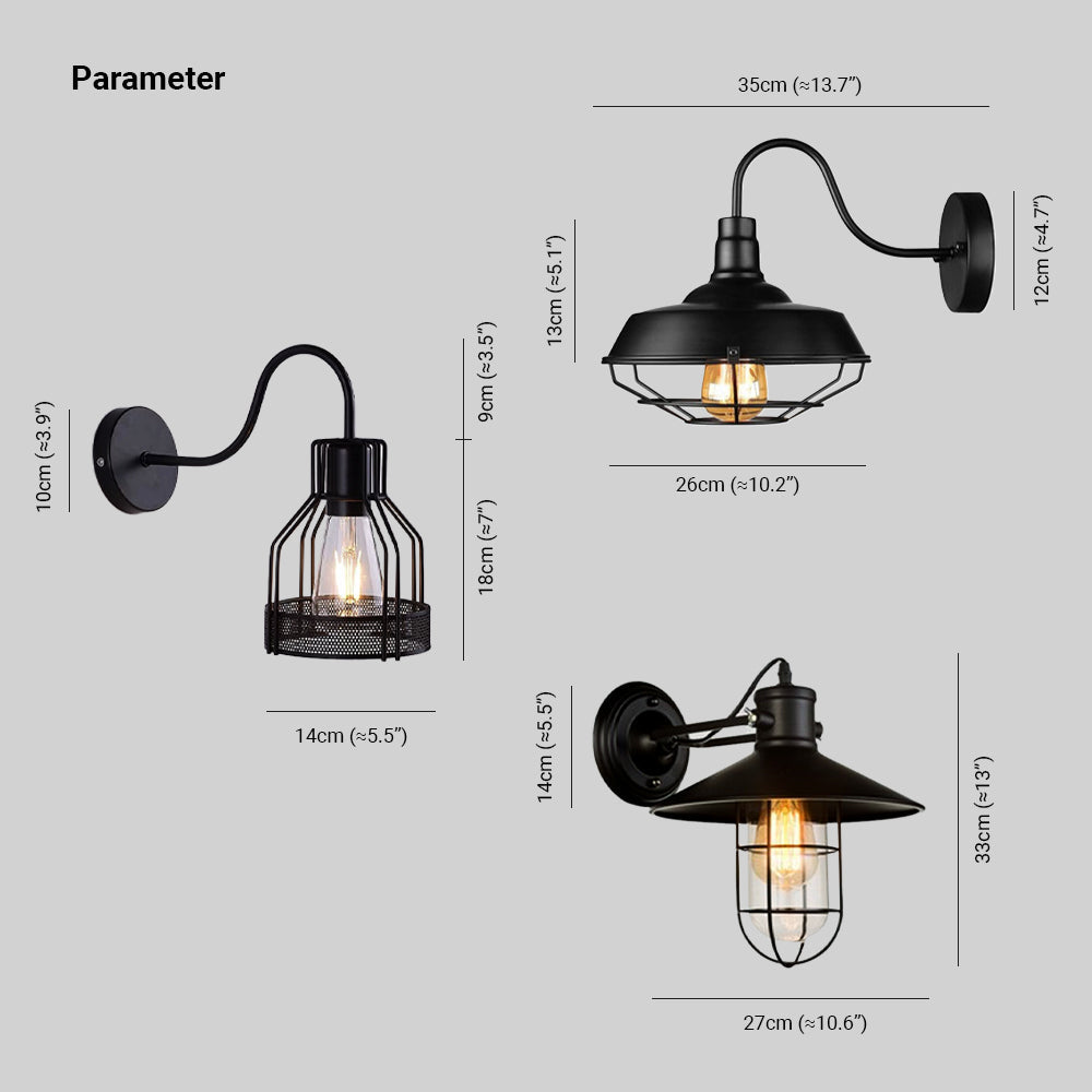 Silva Vintage Metal/Vidrio LED Aplique de Pared Interior Negro