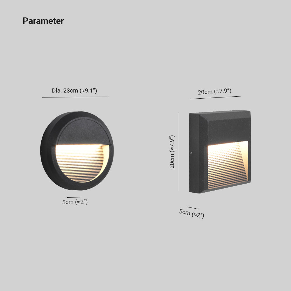 Ray Moderno Redondo Cuadrado Metal Aplique Exterior