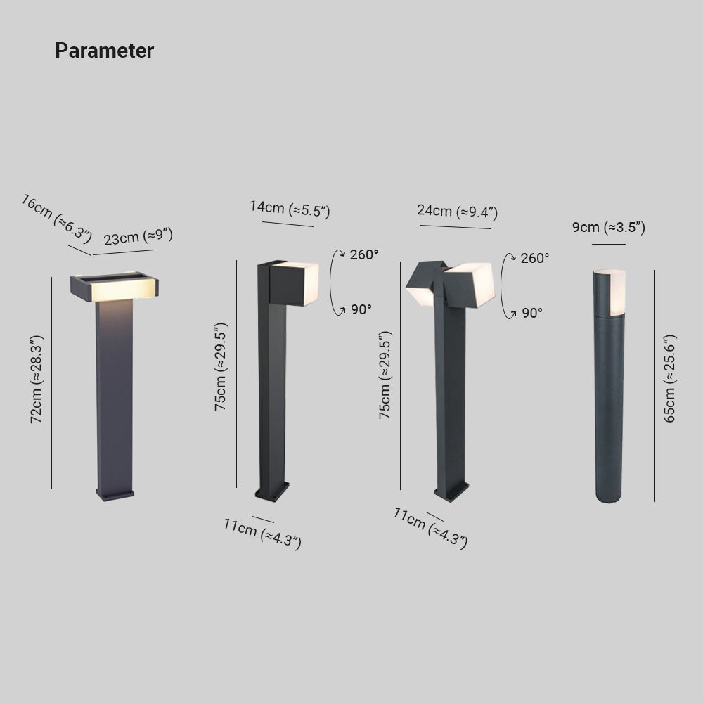 Ray Minimalista Columna Metal Lámpara Exterior Patio