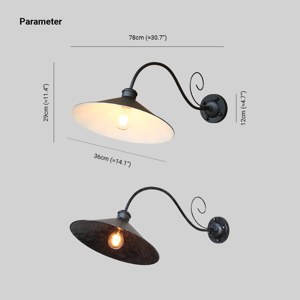 Ray Vintage Cúpula Metal LED Aplique de Pared Exterior Negro