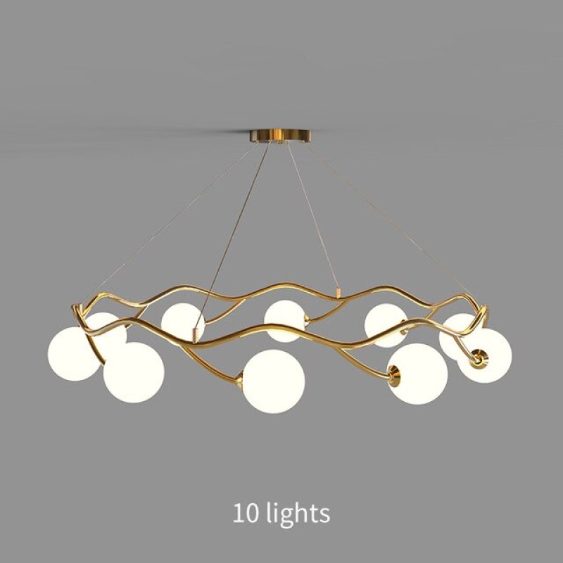 Valentina Diseña Onda Redonda Metal/Vidrio Lámpara Colgante Blanca/Dorada