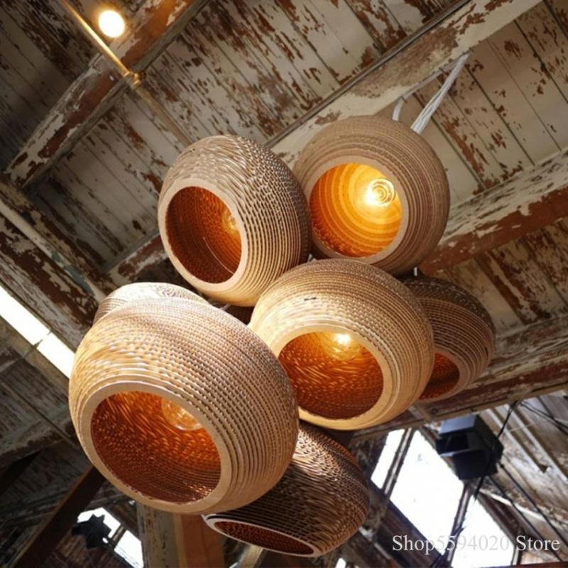 Vintage Natural LED Geométrica Lámpara Colgante Marrón