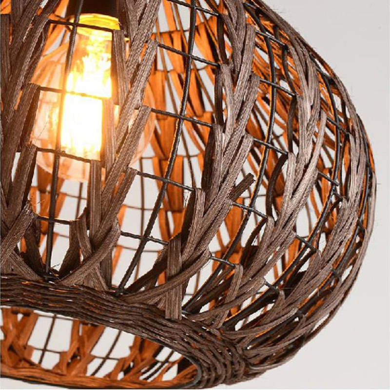 Arisha Vintage Natural Globo Metal/Rota Lámpara Colgante Marrón
