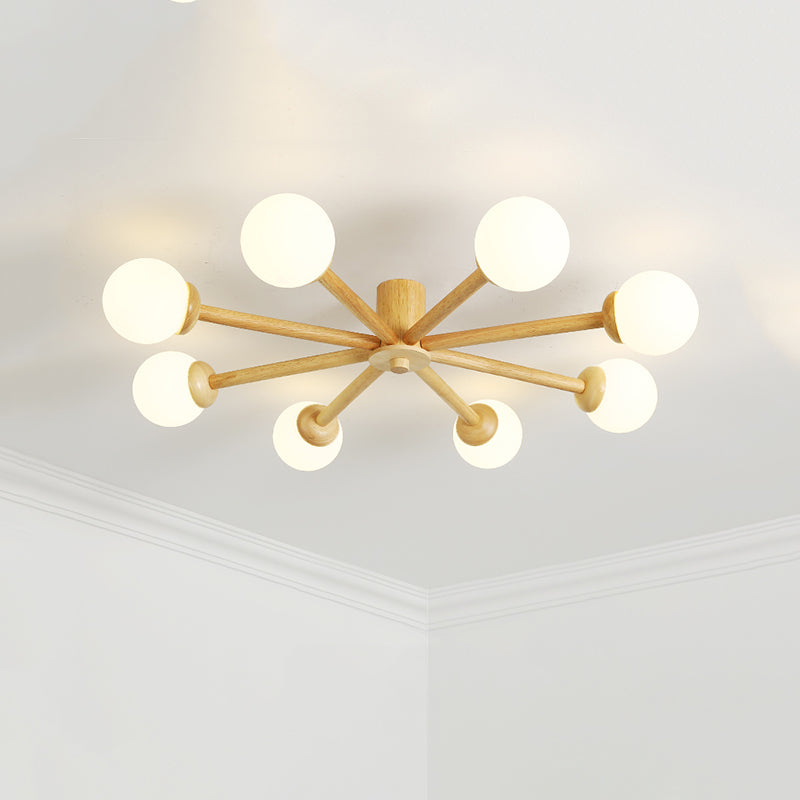 Muto Nórdica Bolas Vidrio LED Lámpara de Techo Madera