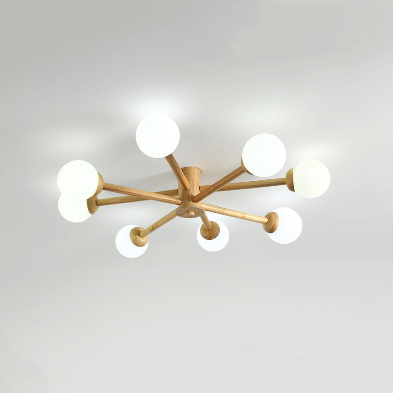 Muto Nórdica Bolas Vidrio LED Lámpara de Techo Madera