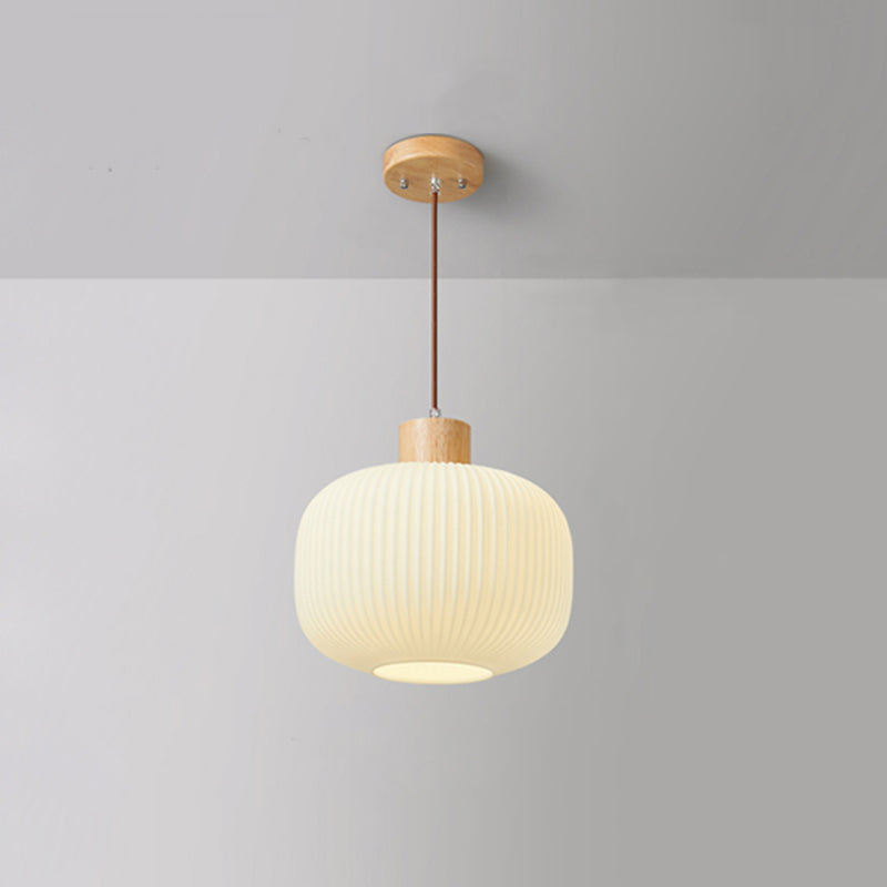 Muto Moderna Madera/Vidrio Lámpara Colgante Blanca