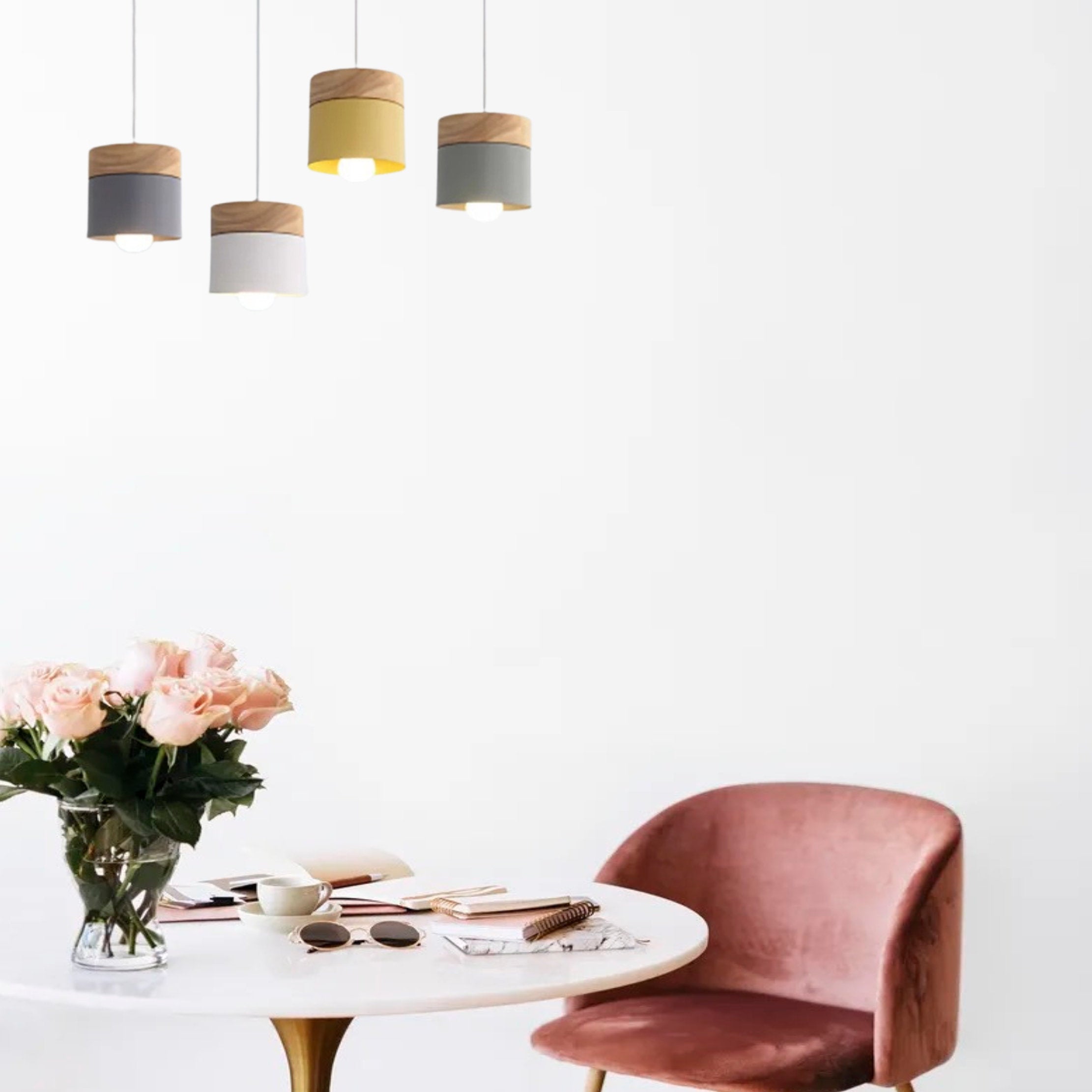 Valentina Nórdica Cilíndrica Metal LED Lámpara Colgante Gris/Blanca/Amarilla