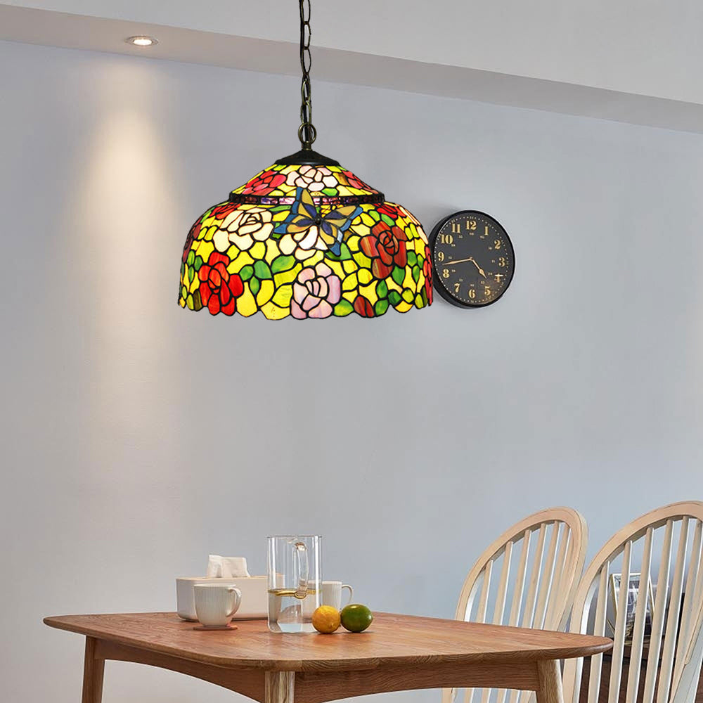 Tiffany Retro Vintage Lámpara Colgante Lujo Diseño Vidrio Salón