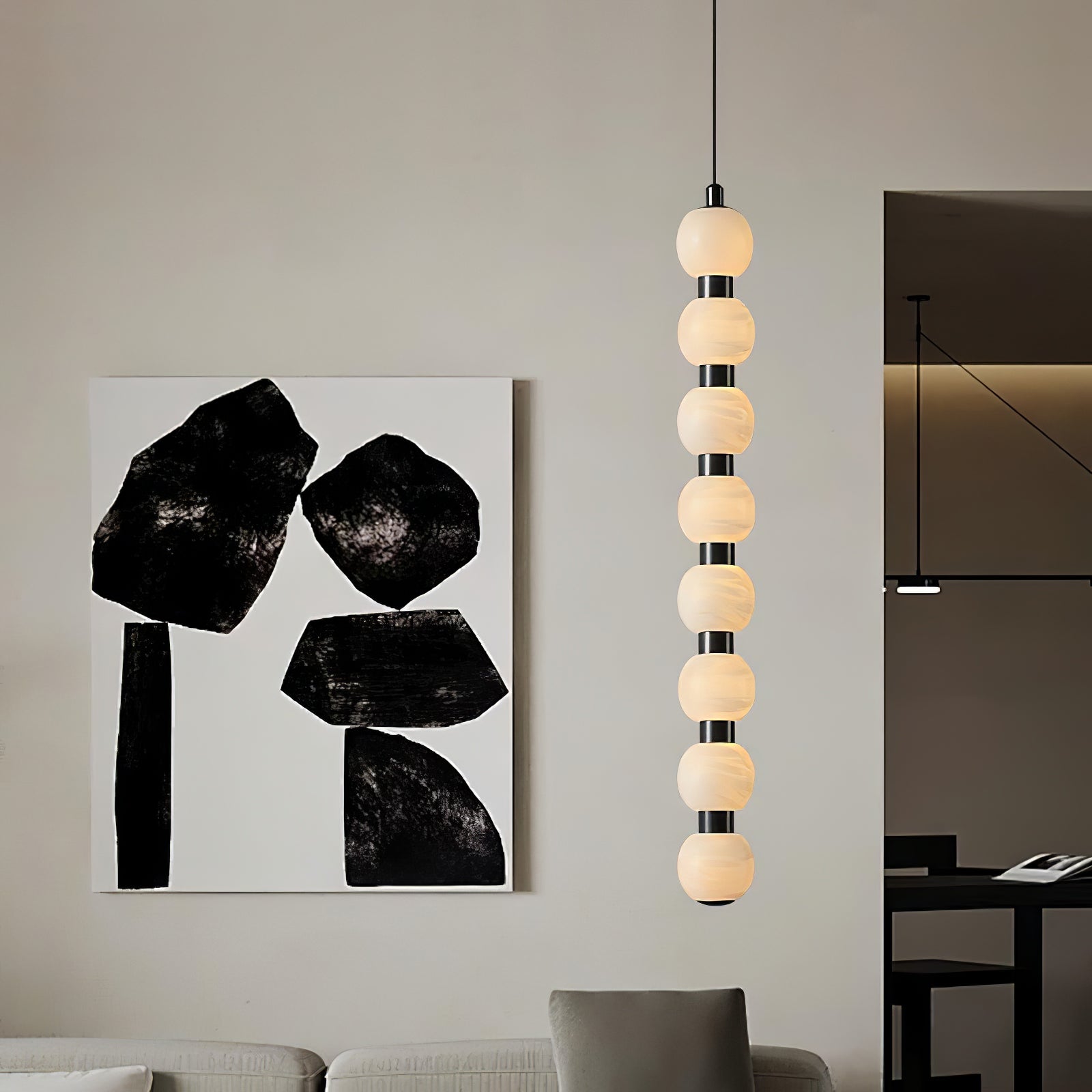 Lyra Modern Alabaster Pendant Light Staircase - Letslighting
