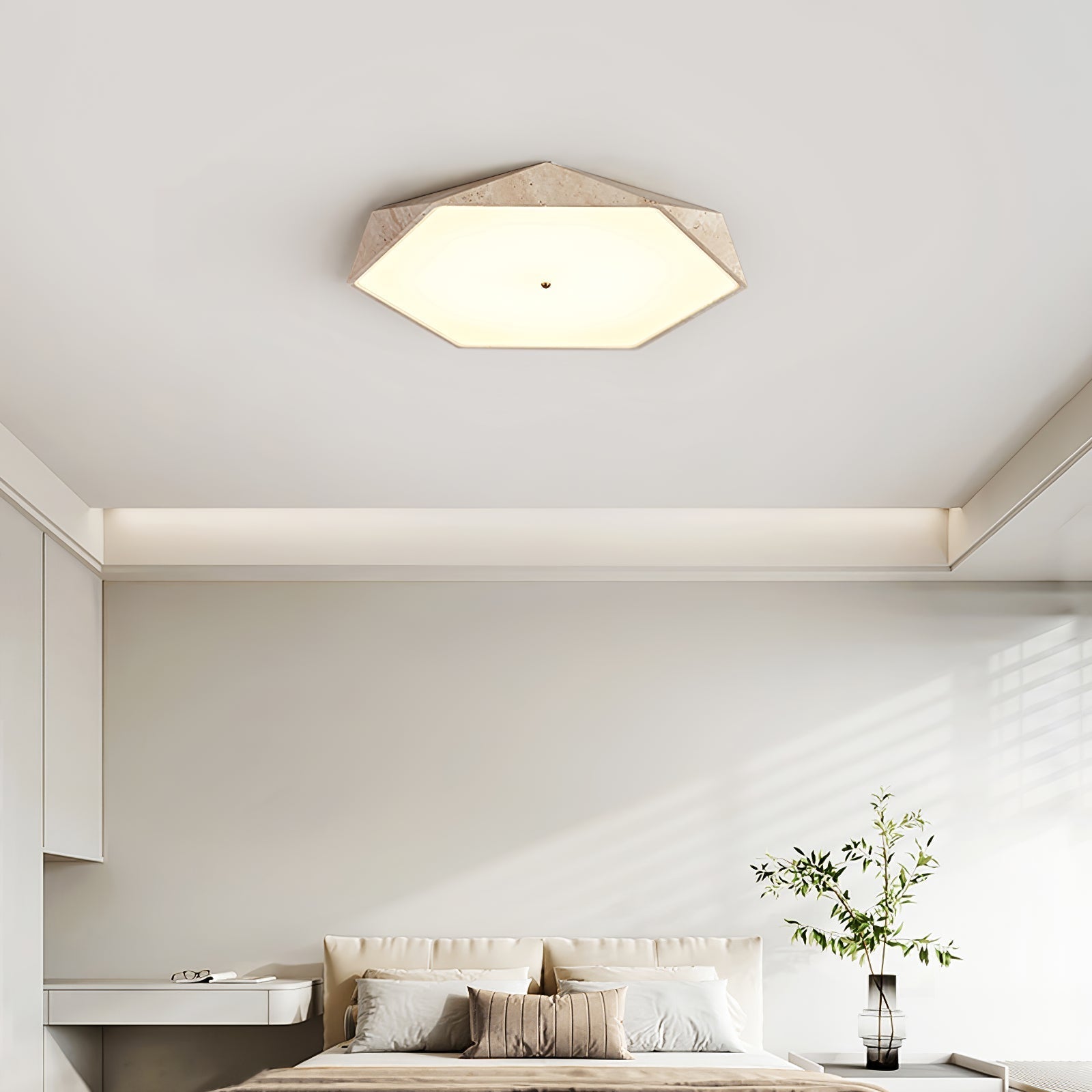 Hexagonal Travertine Ceiling Light - Letslighting