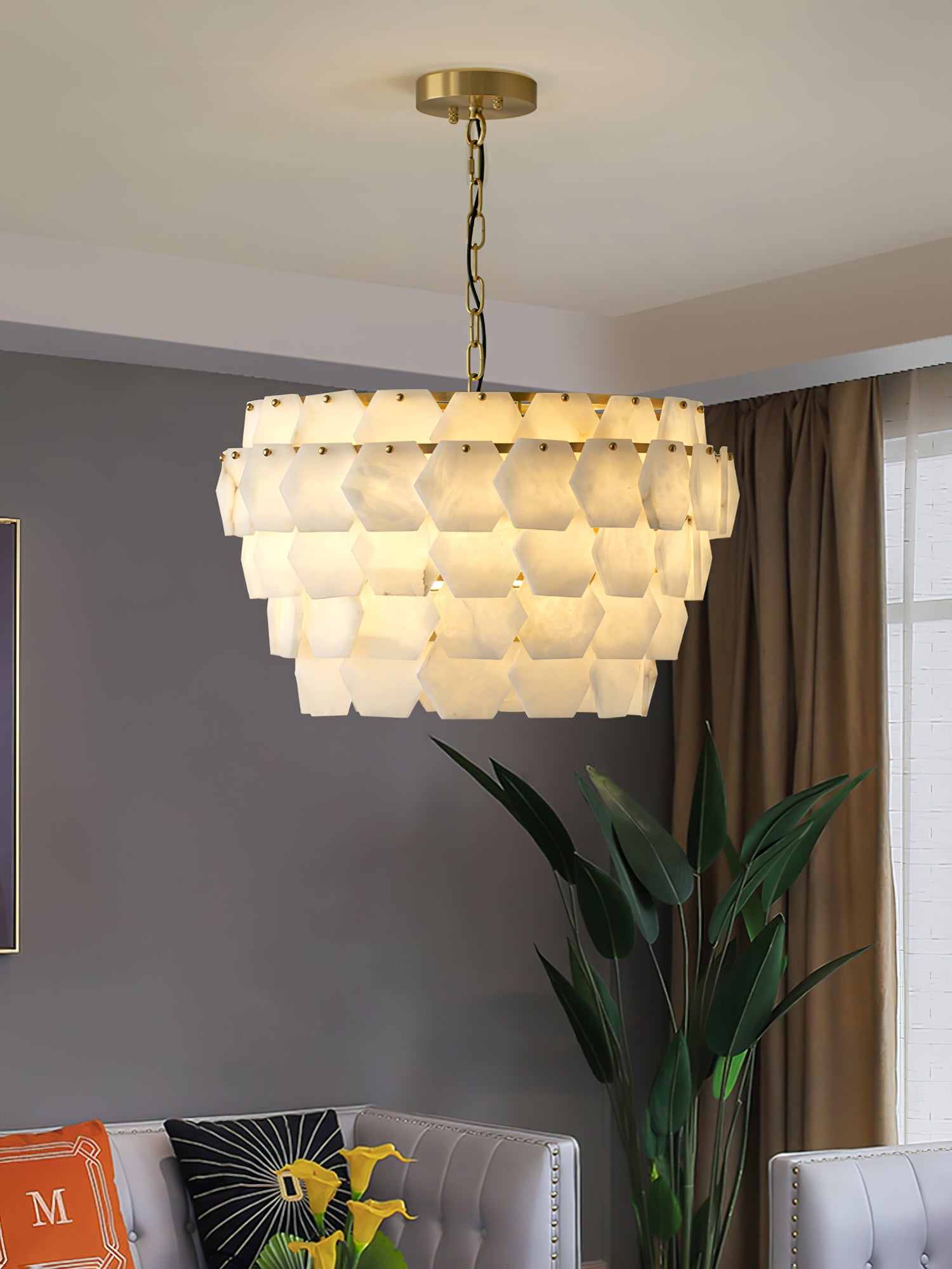 Evenaris Honeycomb Alabaster Chandelier - Letslighting