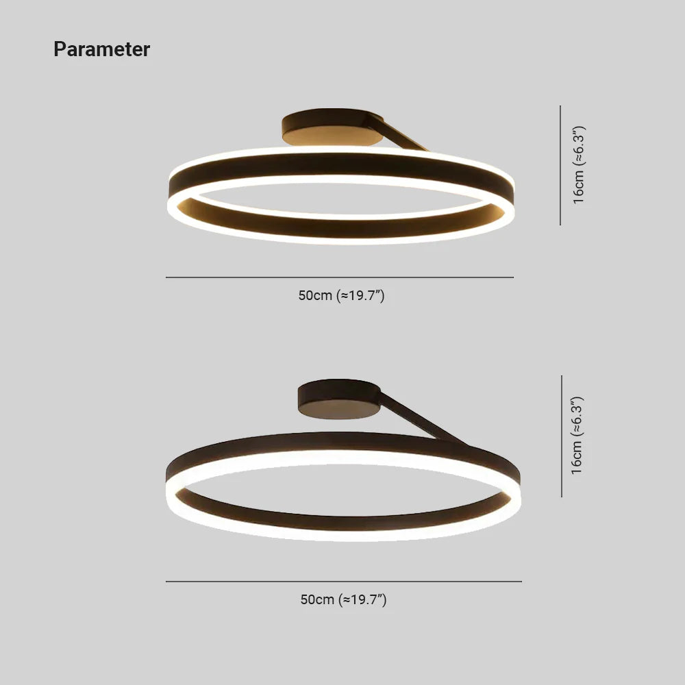 Arisha Moderna Anilla Metal Lámpara de Techo Blanca/Negra