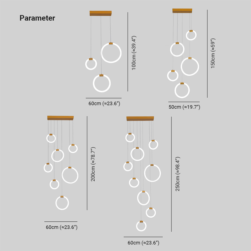 Arisha Lámparas Modernas Colgantes Redonda Dorada Regulable Metal