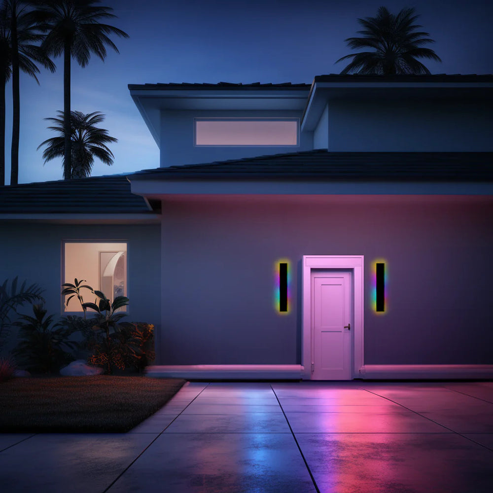 Ray Minimalista Lineal Metal Acrílico Aplique de Pared Exterior Negro