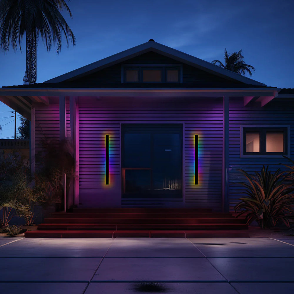 Ray Minimalista Lineal Metal Acrílico Aplique de Pared Exterior Negro