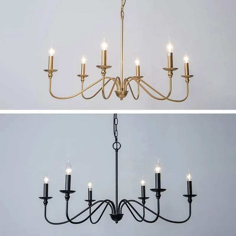 Silva Lámpara de Araña de Metal con Velas de Estilo Retro Vintage