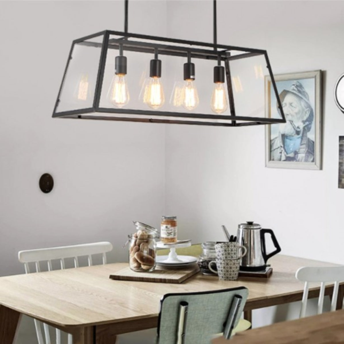 Epoch Moderna LED Industrial Metal Vidrio Lámpara Colgante