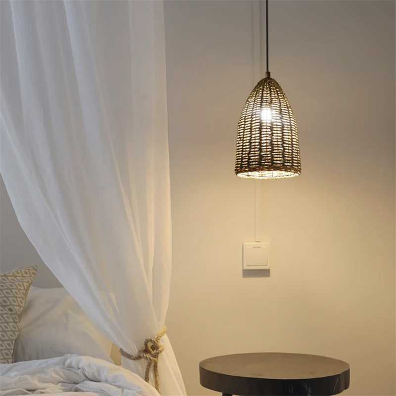 Ritta Retro Hecho Metal/Ratán Lámpara Colgante Dormitorio/Estudio