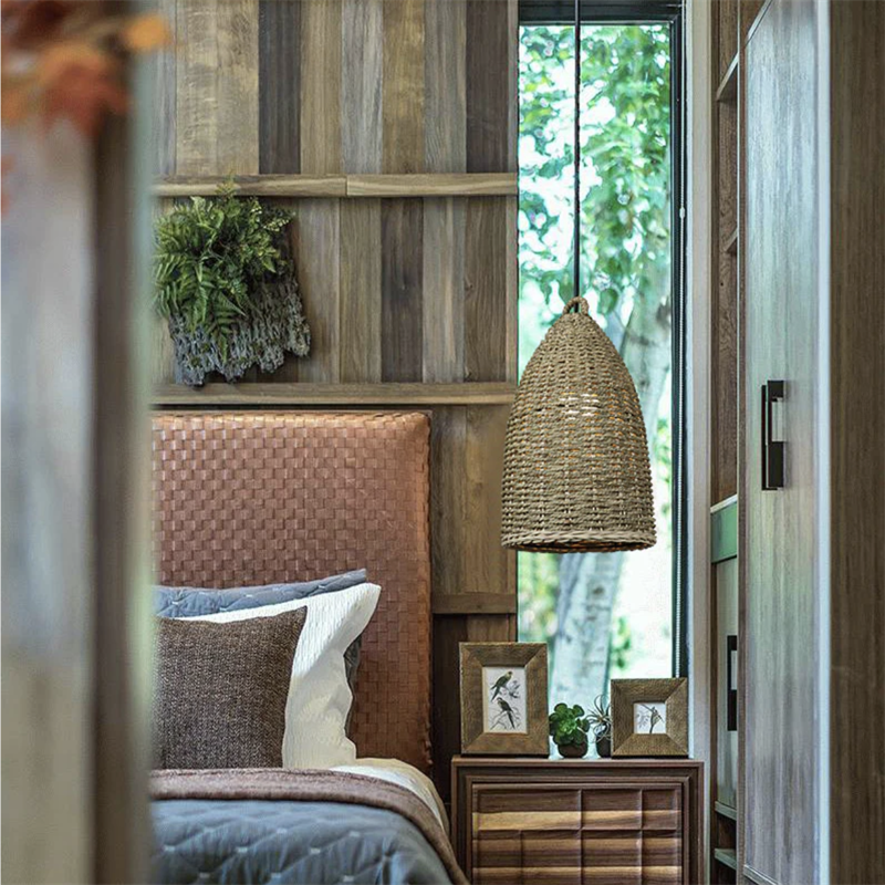Ritta Retro Hecho Metal/Ratán Lámpara Colgante Dormitorio/Estudio