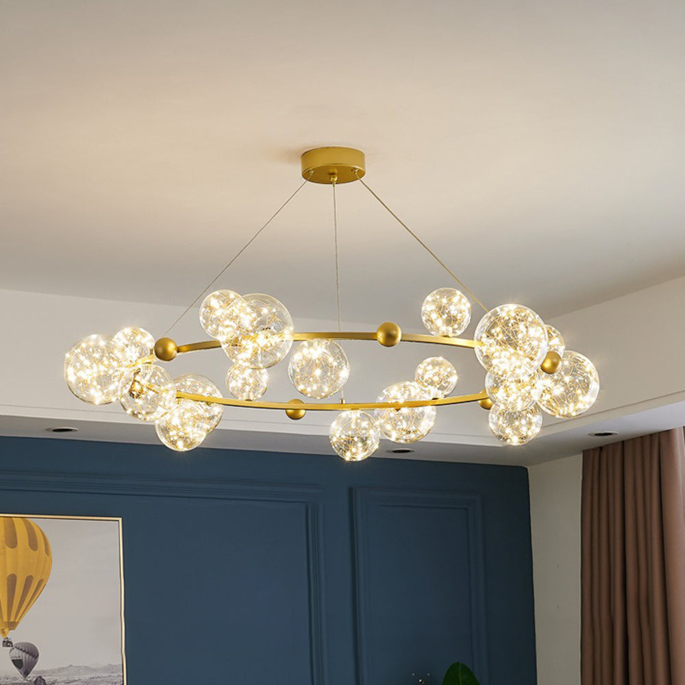 Valentina Círculo Redondo Candelabro/Lámpara Colgante Dorada